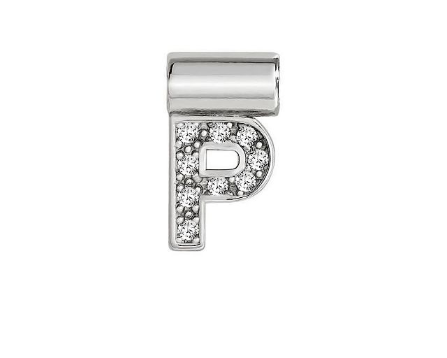 Ciondolo seimia argento lettera p con zirconi