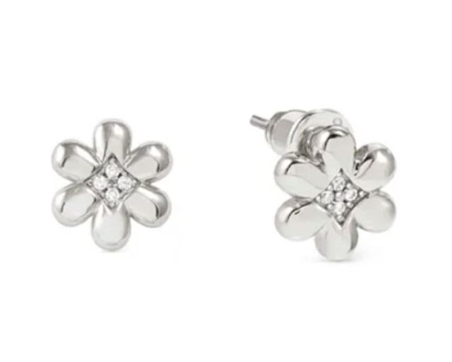 Earrings petit sparkle silver flower
