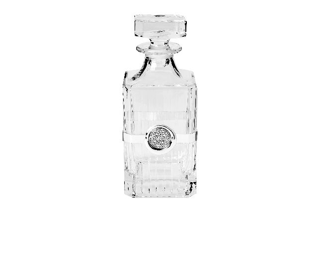 Liquor bottle crystal with silver band