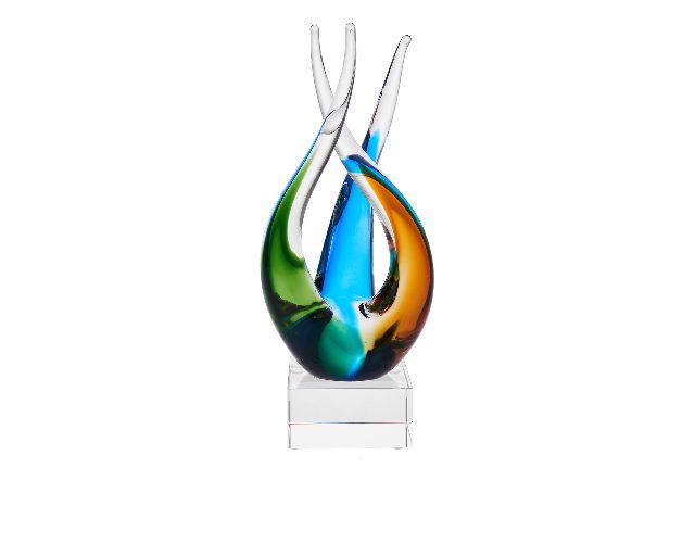 Trofeo intrecciato in vetro soffiato