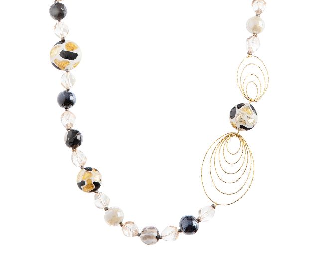Collana lunga aura vetro di murano nero
