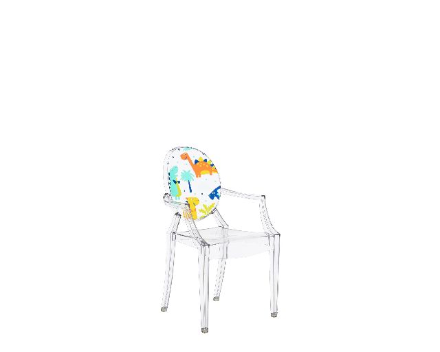 Sedia Lou Lou Ghost Trasparente Con Dinosauri Kartell