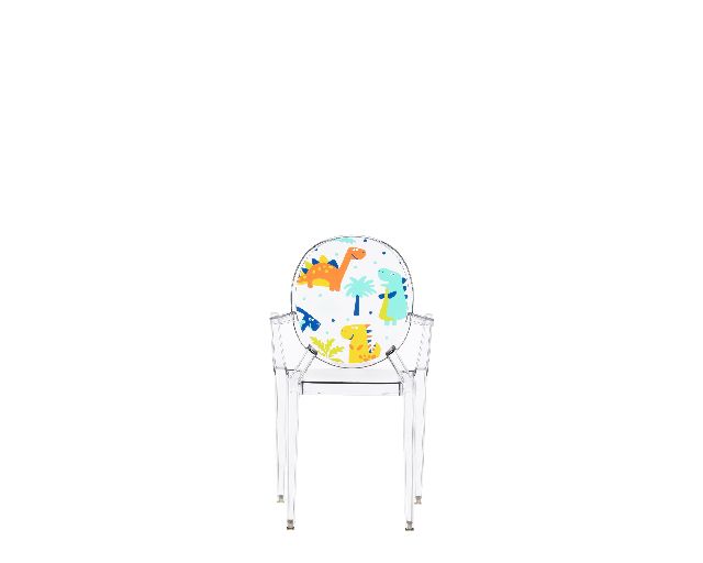 Sedia Lou Lou Ghost Trasparente Con Dinosauri Kartell