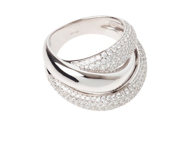 Ring silver with zircons
