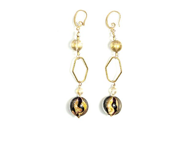 Earrings wood amber