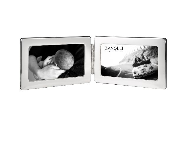 Double picture frame silver with smooth band