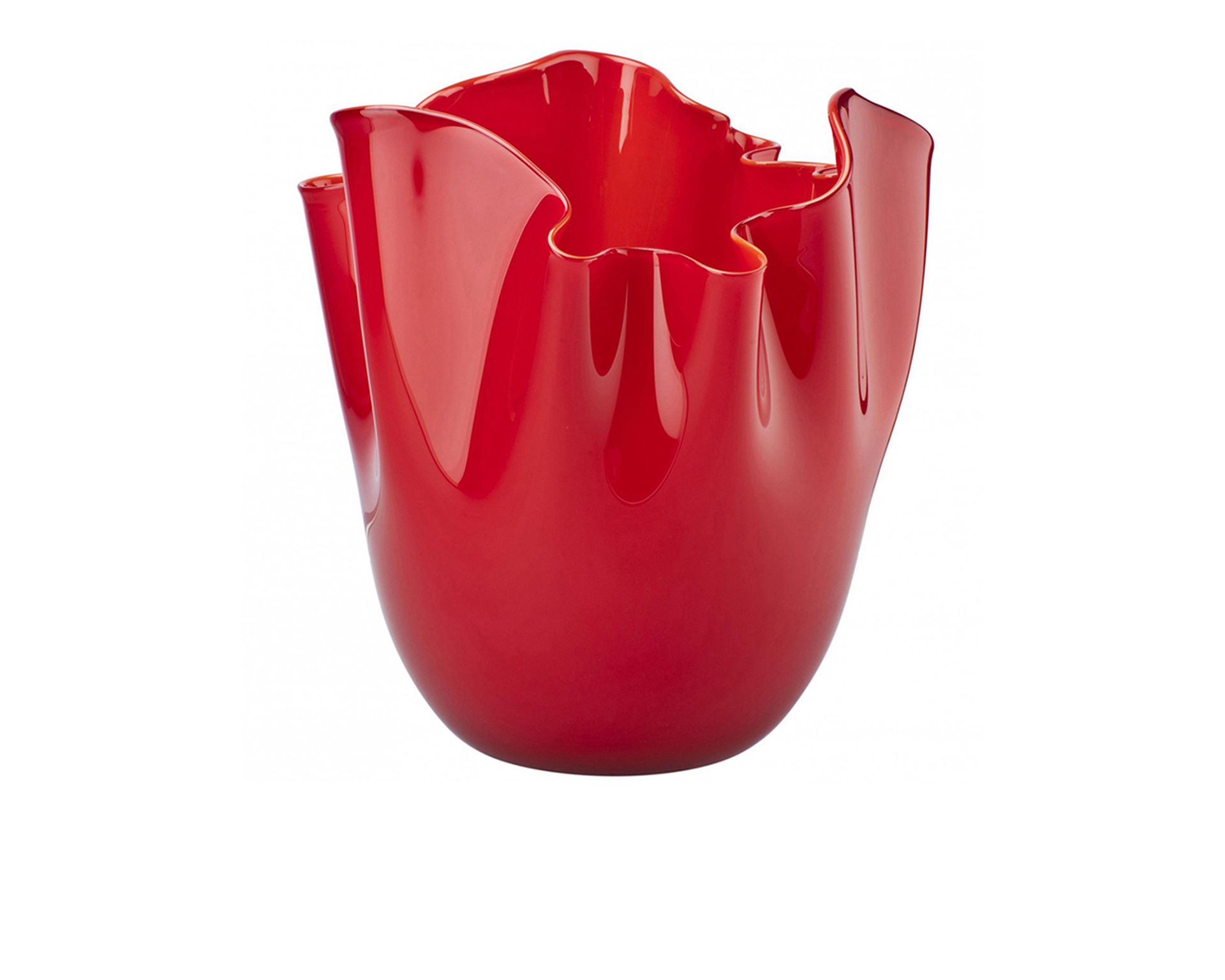 Vaso Fazzoletto Vetro Di Murano Opalino Rosso Venini 154167 93170000rvrv