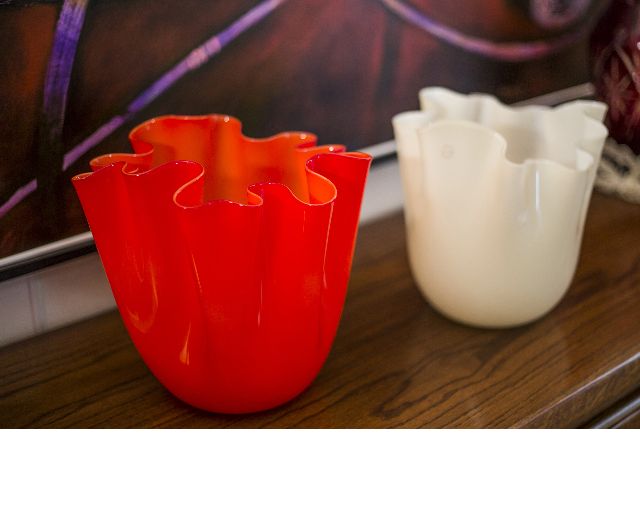Vaso Fazzoletto Vetro Di Murano Opalino Rosso Venini 154167 93170000rvrv