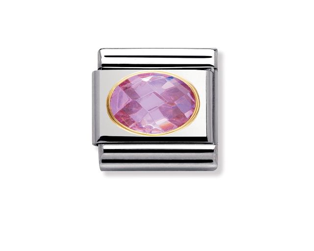 Zircone rosa composable acciaio e oro