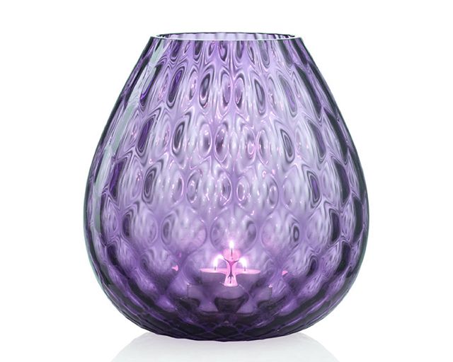 Candle holder vase macramè l murano glass periwinkle