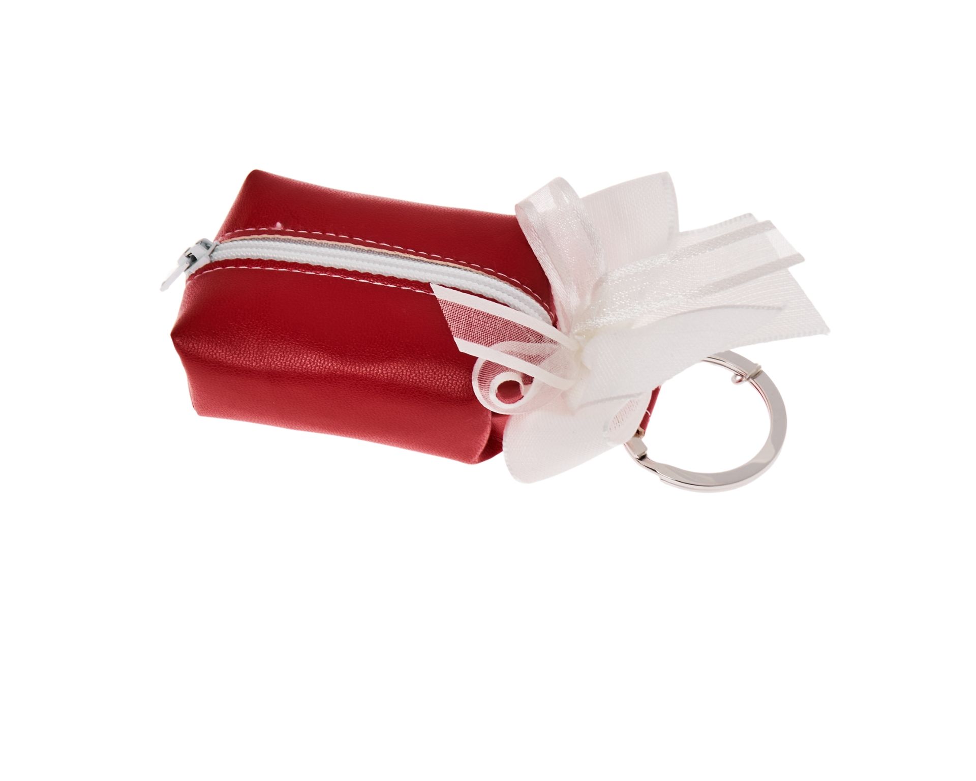 Portachiavi Con Zip Portaconfetti In Ecopelle Rosso Con Fiocco Cotone Selezione Zanolli 181301 C24nx033