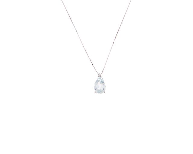 Necklace gold 750‰ with aquamarine drop and diamonds