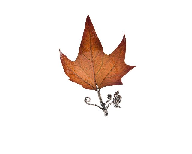Valet tray maple leaf silver orange