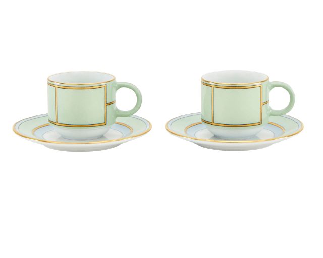 Coffee cup set diva porcelain green with saucer