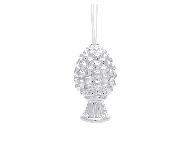 Diffusore fragranza pigna porcellana argento