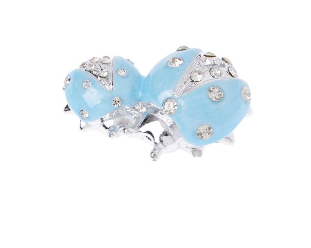 Figurina coppia di coccinelle azzurre con cristalli