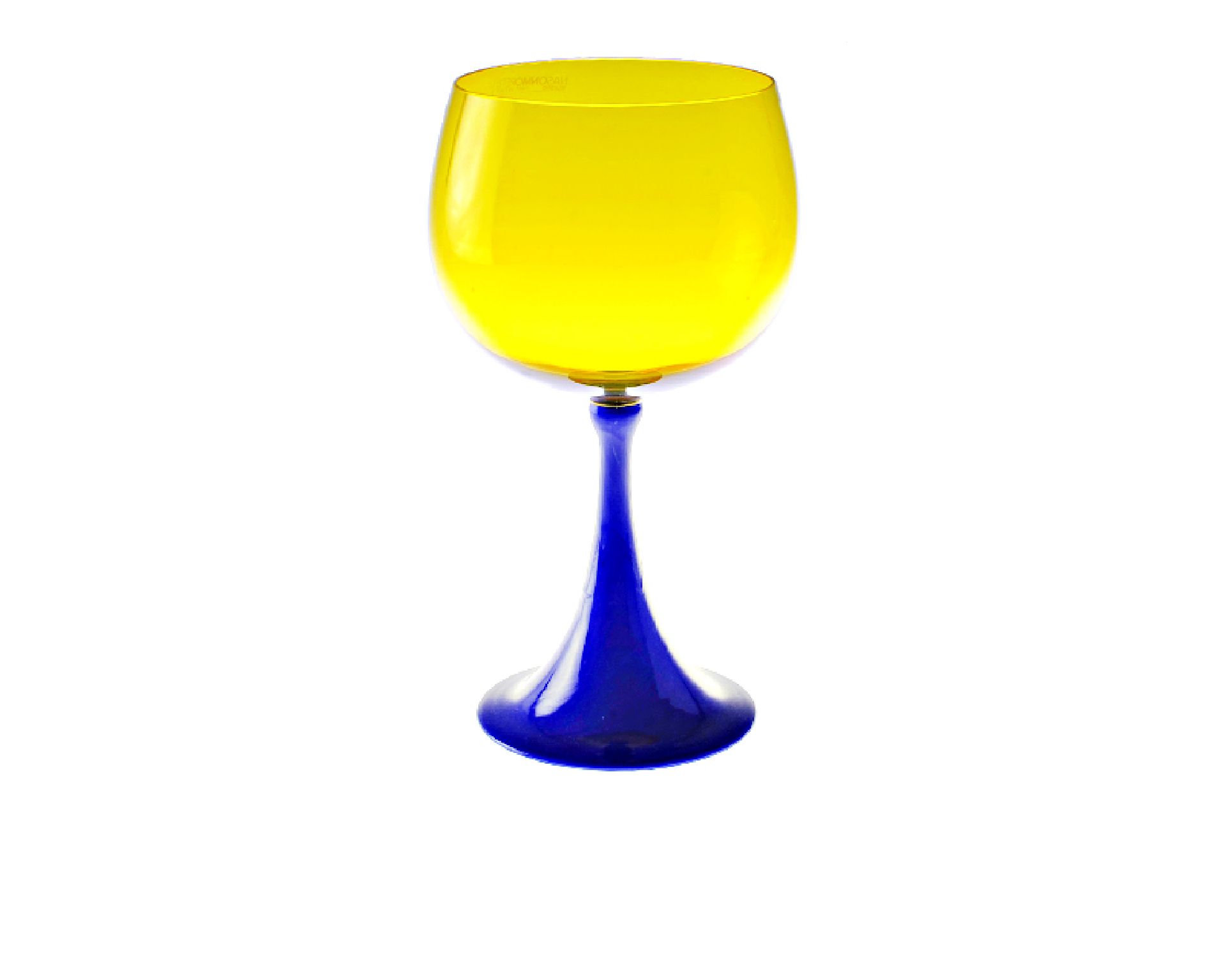 Calice Borgogna Burlesque Vetro Di Murano Blu Opaco Giallo Nasonmoretti 56352 843bur10bg