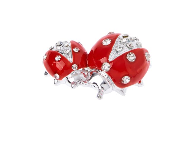 Figurina coppia di coccinelle rosse con cristalli