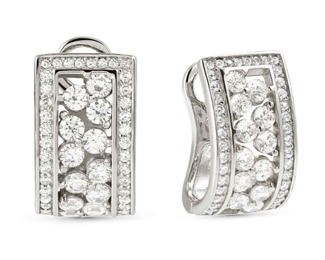 Orecchini a scattino life bouquet argento con pietre cubic zirconia