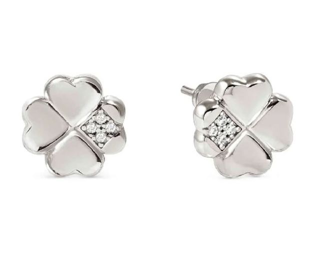 Orecchini petit sparkle argento quadrifoglio e zirconi