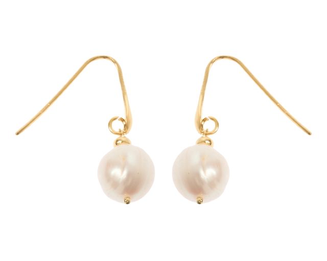 Orecchini argento dorato con perla tonda