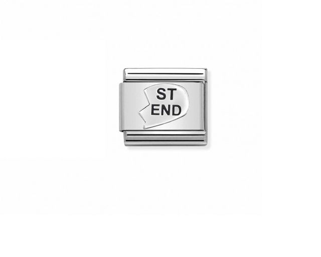 St – end heart composable steel and silver