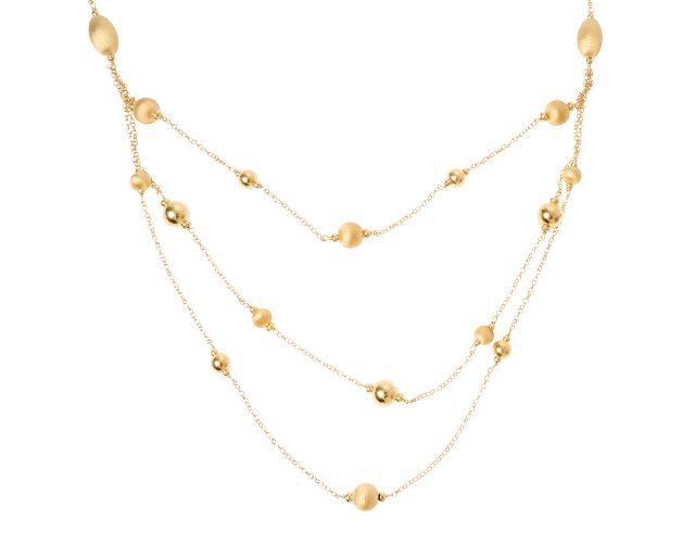 Collana argento dorato con palle lucide e satinate