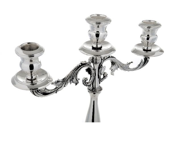 Candlestick Silver With Three Flames In Baroque Style Selezione Zanolli 16856 483la265