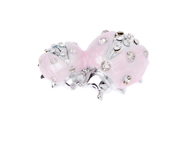 Figurina coppia di coccinelle rosa con cristalli