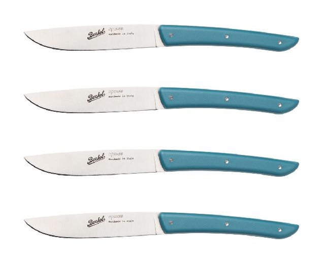 Steak knife set color steel petrol blue 4 pieces