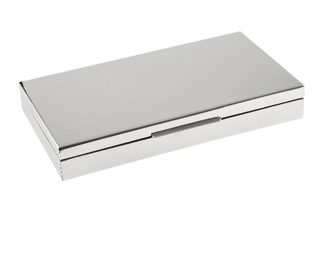 Box silver shiny with wooden interior