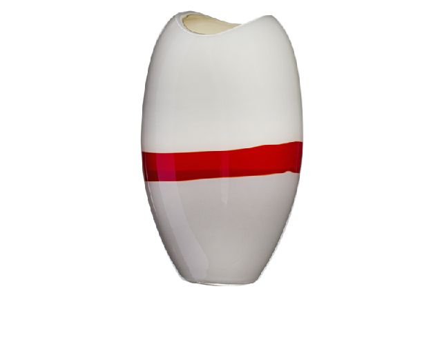 Vaso ellisse vetro di murano grigio rosso avorio