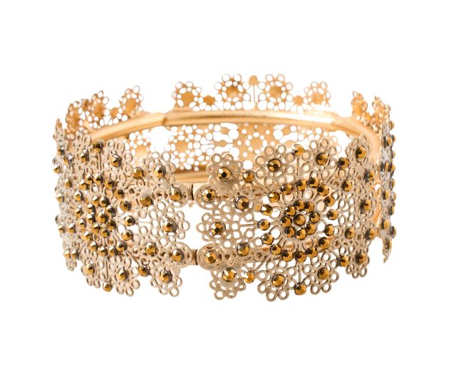 Bracelet gold-plated brass with bronze rhinestones
