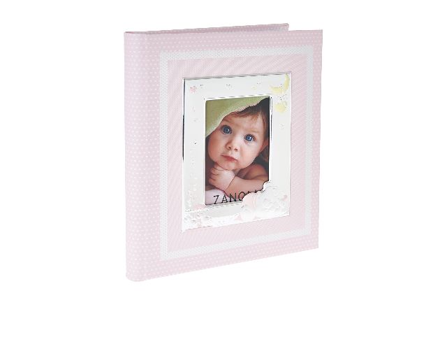 Album sleepy teddy bear pvd silver with picture frame pink