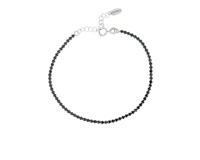 Bracciale tennis argento con zirconi neri