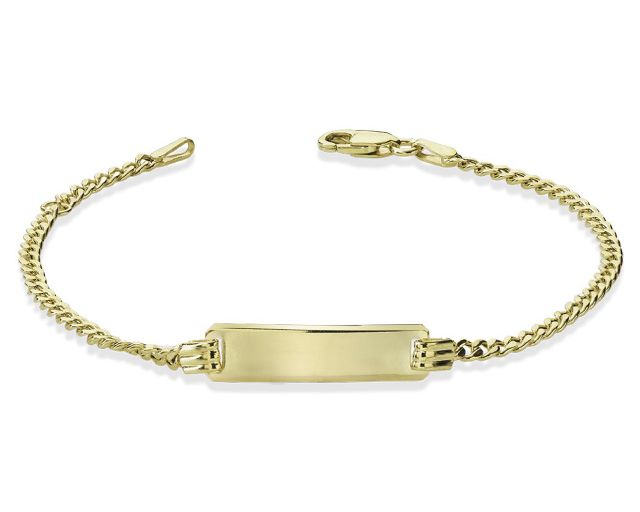 Bracciale oro 9 kt a maglia grumette con piastrina