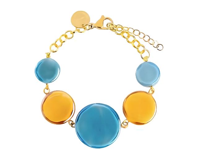 Bracciale edge vetro di murano topazio e ambra