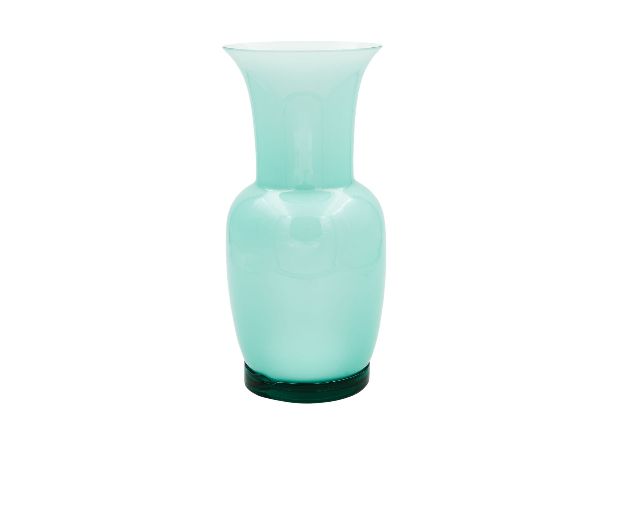 Vase opalino murano glass mint green and milk white