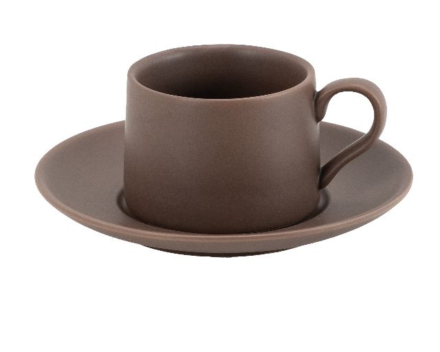 Coffee cup with saucer levante porcelain brown