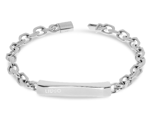 Bracciale uomo acciaio maglia rolo' piastrina sagomata