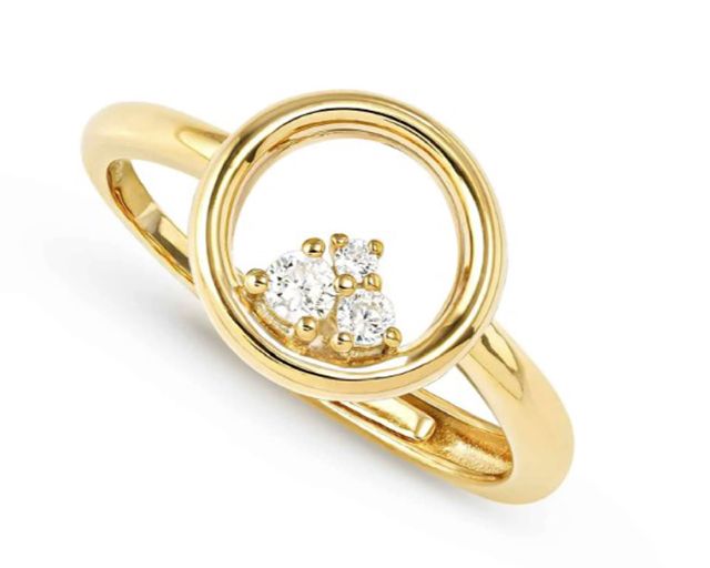 Anello dreams beats argento dorato tondo con zirconi