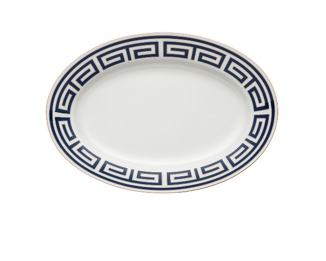 Oval tray labirinto zaffiro porcelain