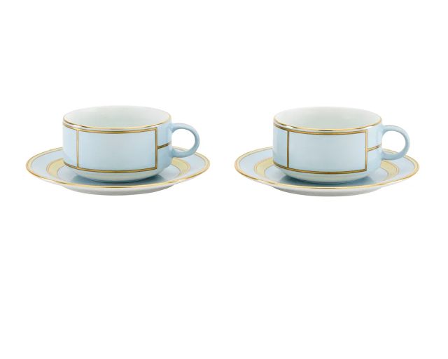 Tea cup set diva porcelain blue with saucer