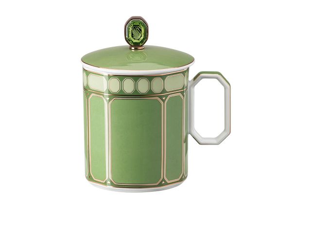 Mug with lid signum fern porcelain