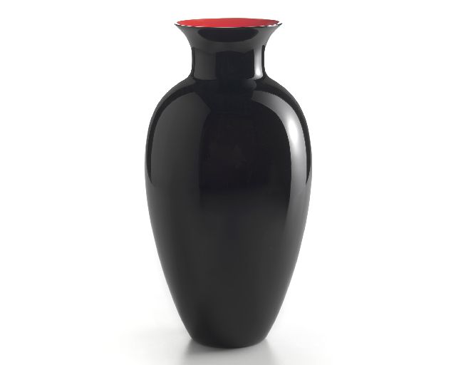 Vase antares murano glass large black/red