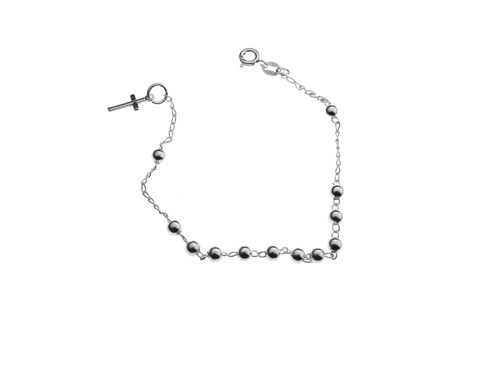 Bracciale Rosario Argento Con Palline Lucide E Croce Selezione Zanolli 128843 611br00097
