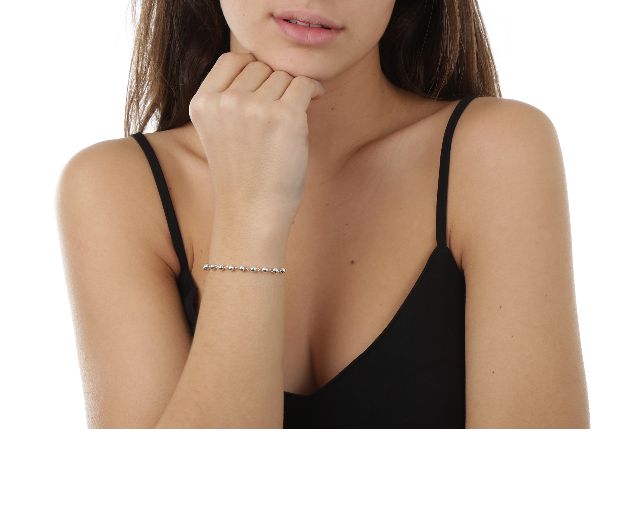 Bracciale Rosario Argento Con Palline Lucide E Croce Selezione Zanolli 128843 611br00097