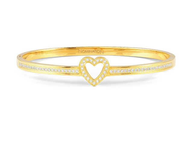 Bracciale pretty bangles acciaio dorato cuore con zirconi