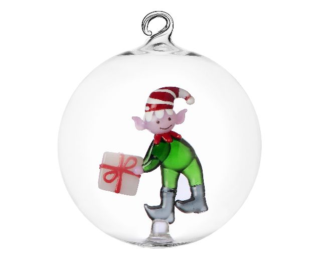 Idea regalo natale palla di natale elfo verde con regalo christmas tales