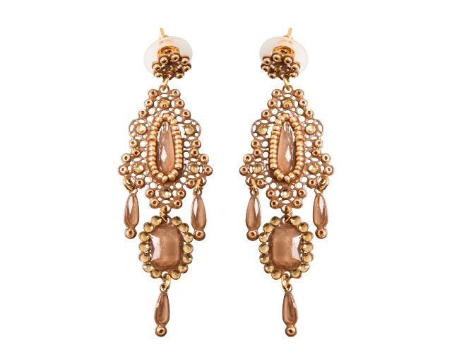 Orecchini in ottone dorato con strass bronzo